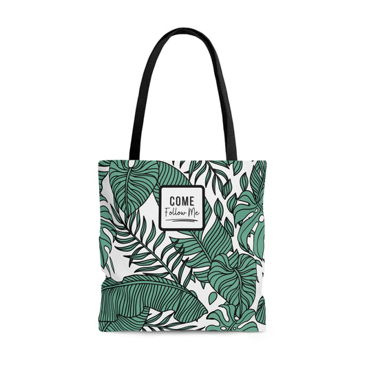 LDS Christian Scripture Church Tote Bag Green Floral