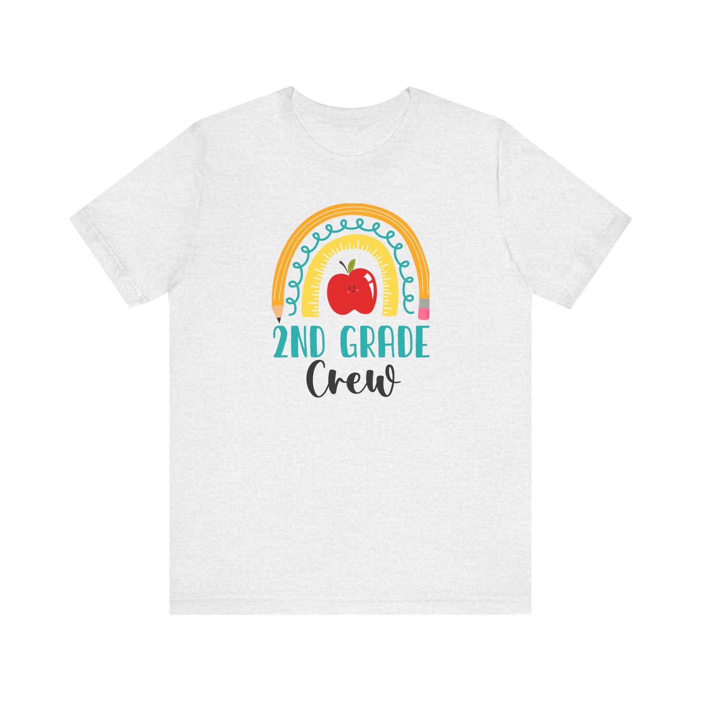 School Second Grade Crew Apple Rainbow Tee