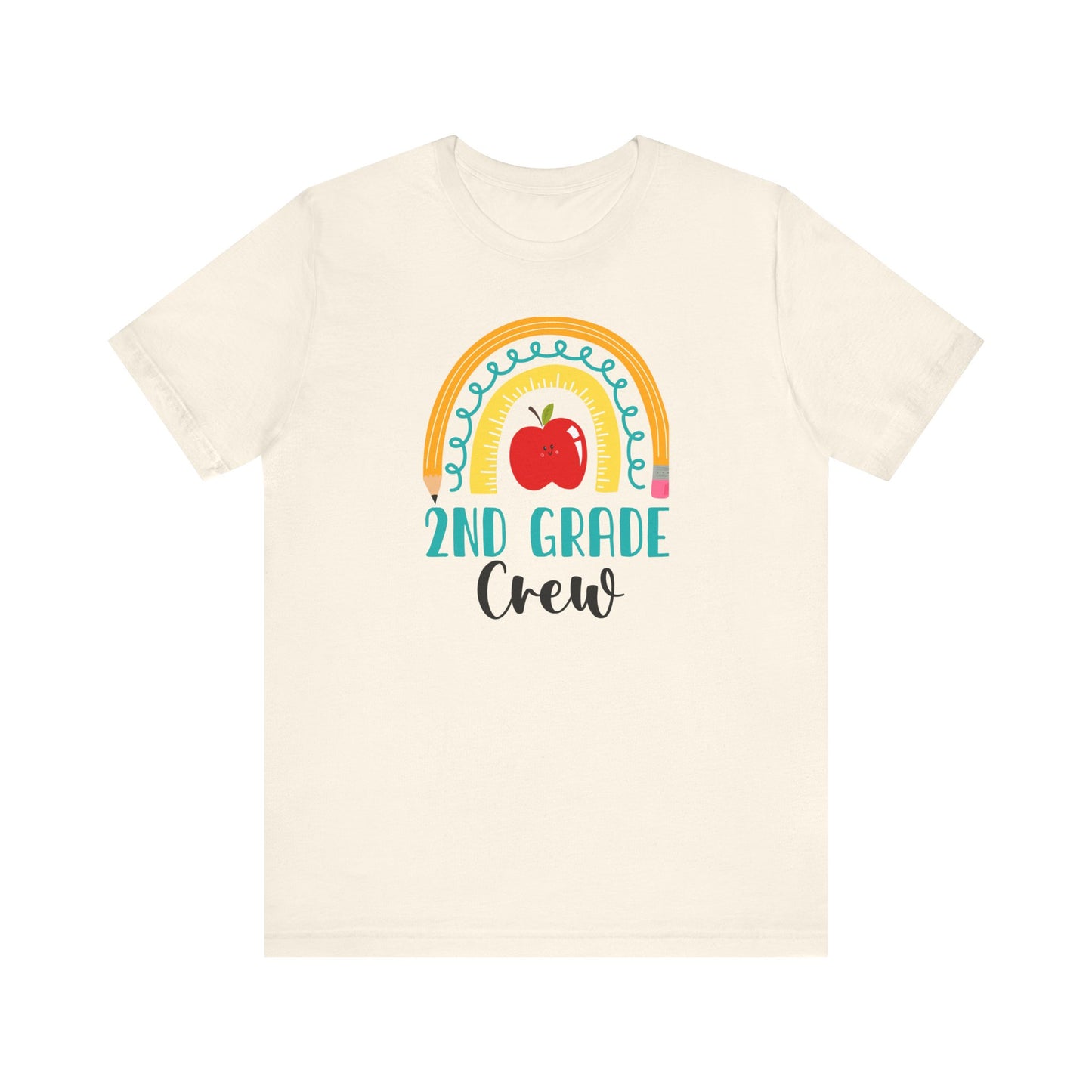 School Second Grade Crew Apple Rainbow Tee