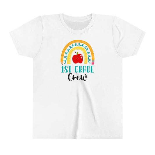 School First Grade Crew Apple Rainbow Youth Short Sleeve Tee