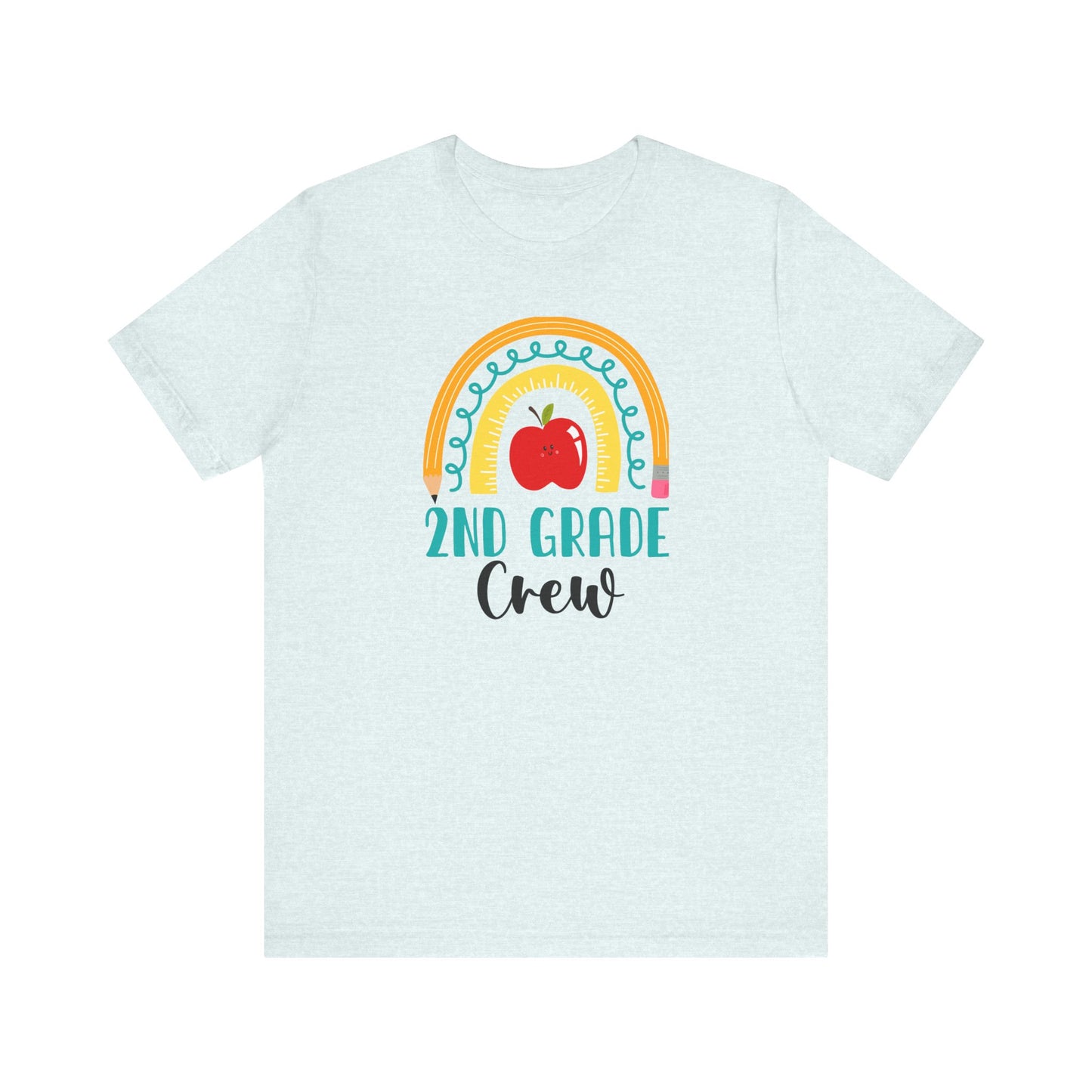 School Second Grade Crew Apple Rainbow Tee