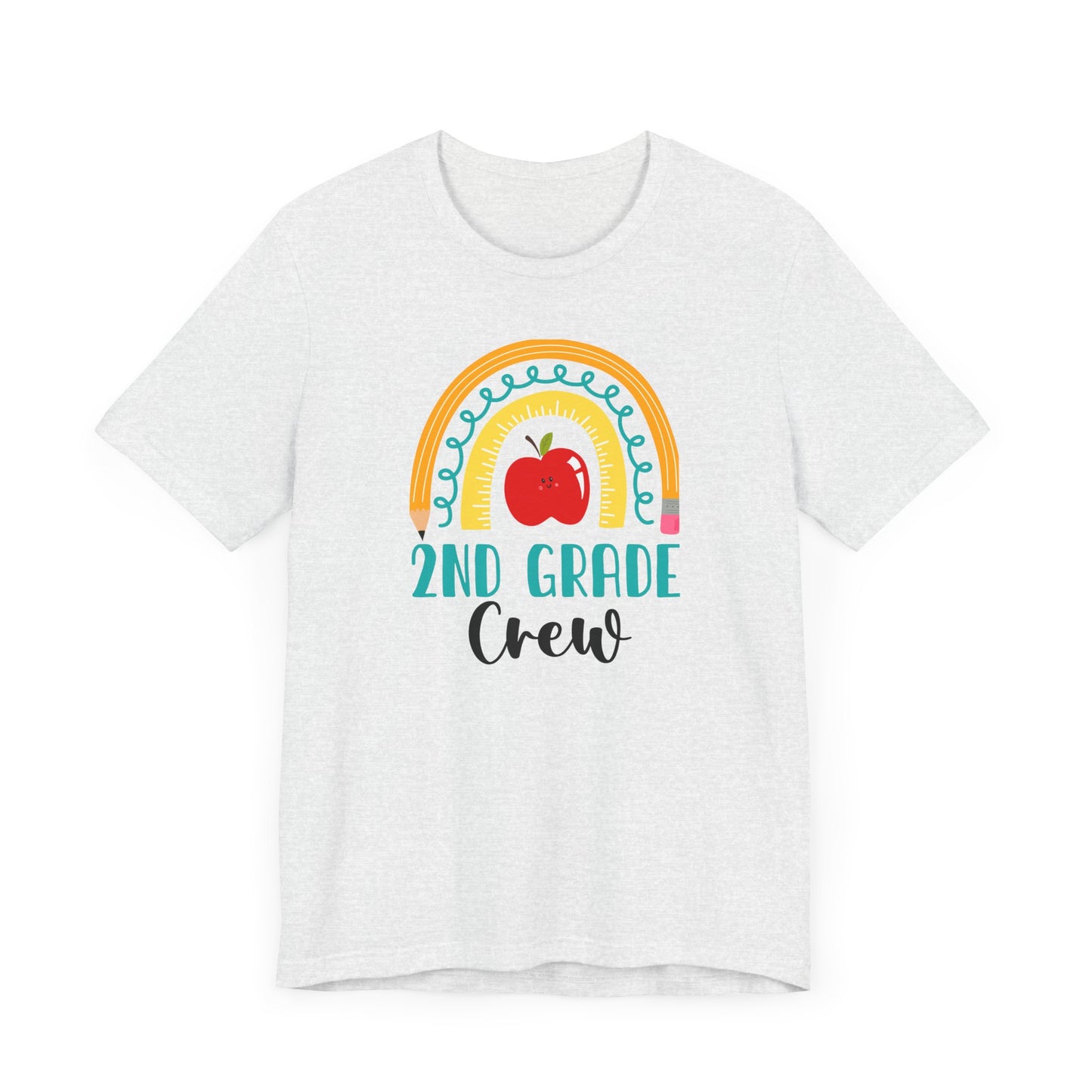 School Second Grade Crew Apple Rainbow Tee