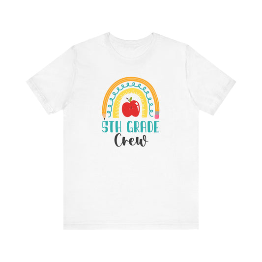 School Fifth Grade Crew Apple Rainbow Tee