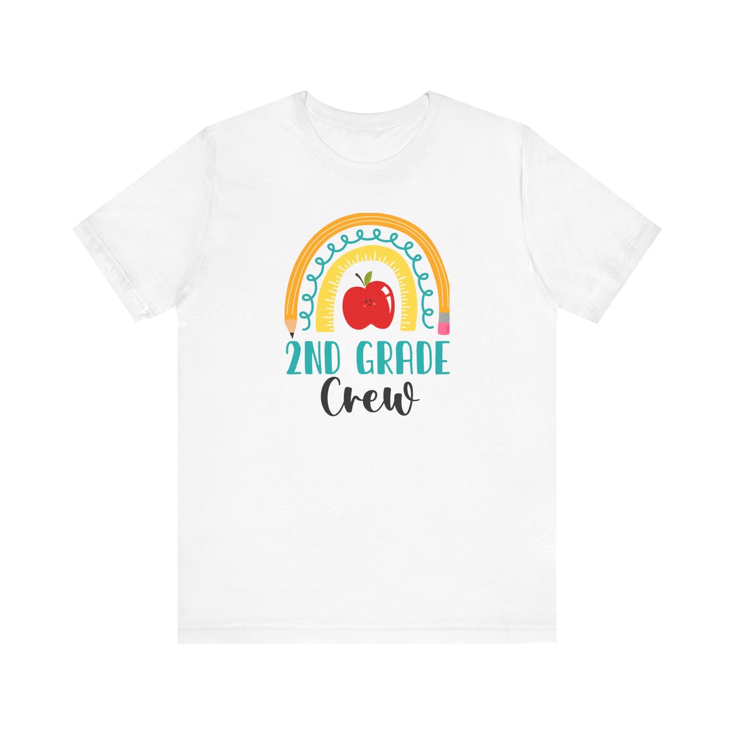 School Second Grade Crew Apple Rainbow Tee