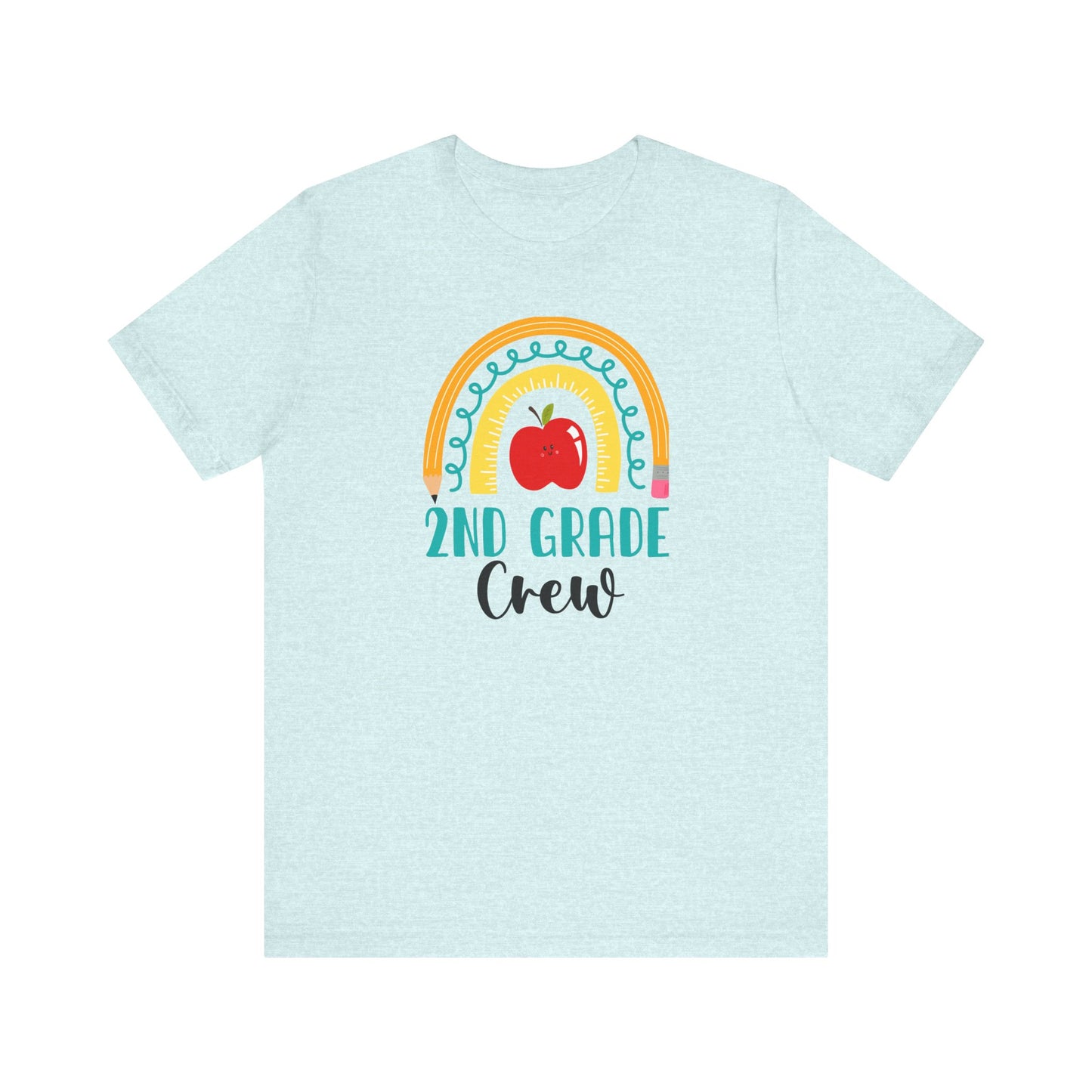 School Second Grade Crew Apple Rainbow Tee