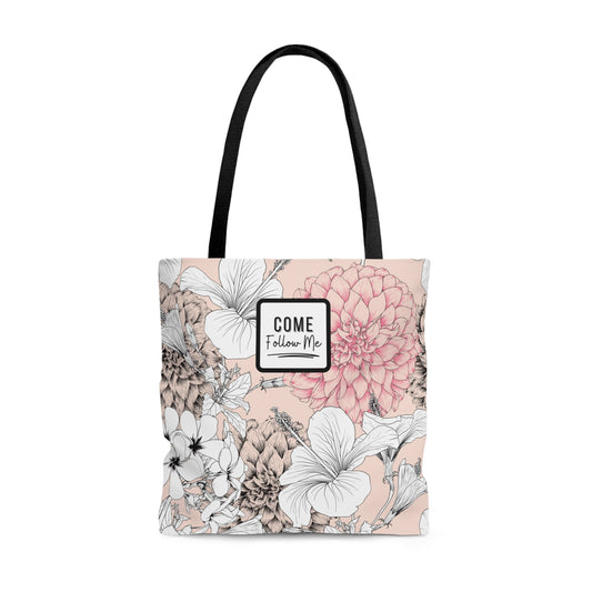 LDS Christian Scripture Church Tote Bag Pink Black Floral