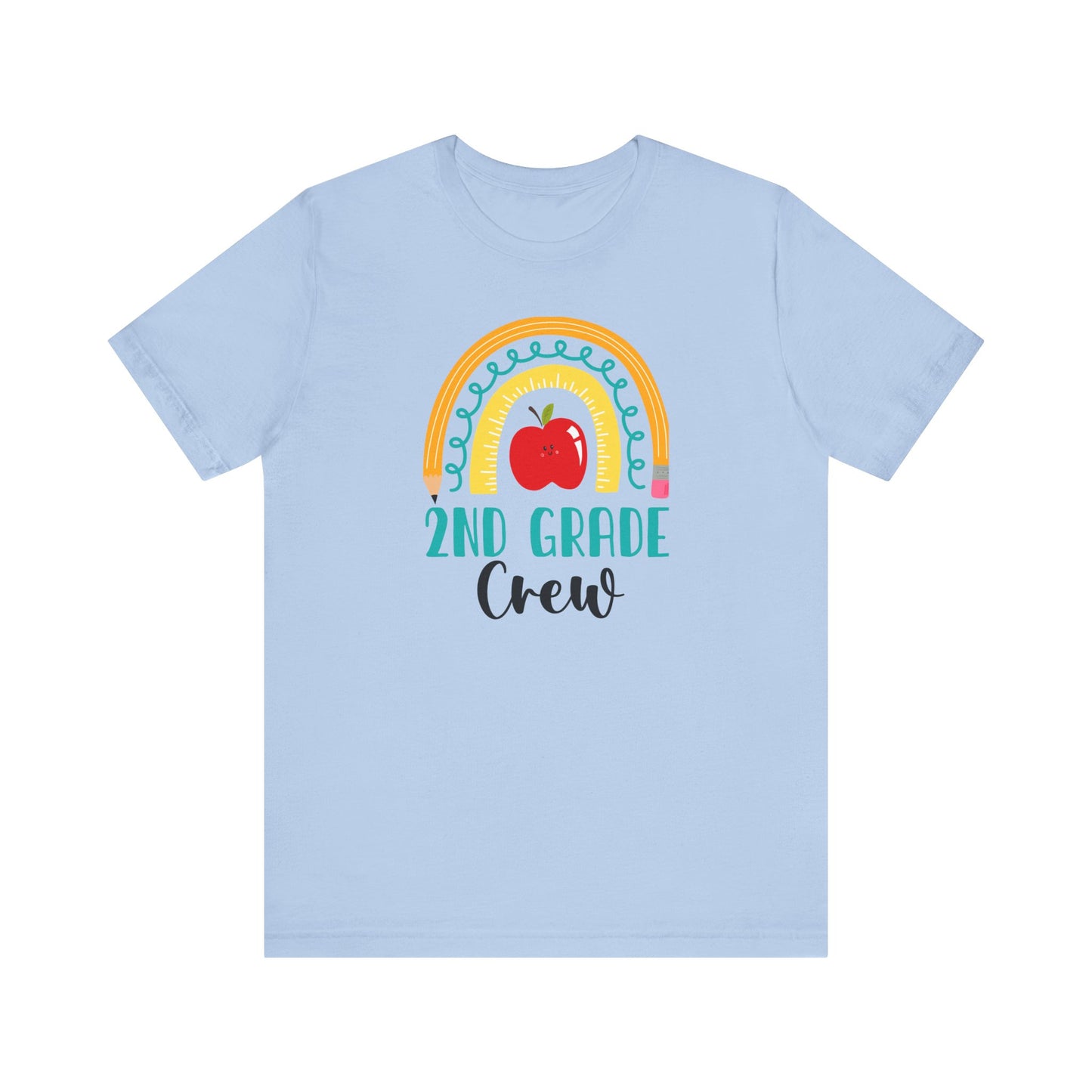 School Second Grade Crew Apple Rainbow Tee