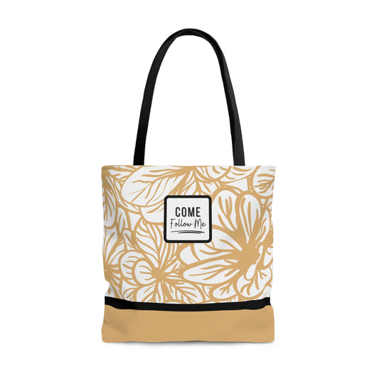 LDS Christian Scripture Church Tote Bag Mustard Floral