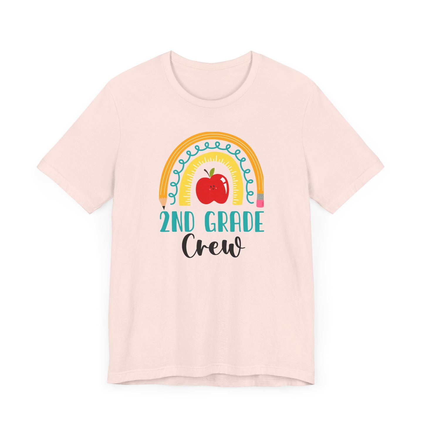 School Second Grade Crew Apple Rainbow Tee