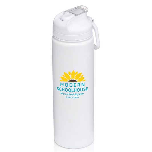 Modern Schoolhouse Stainless Steel White Water Bottle